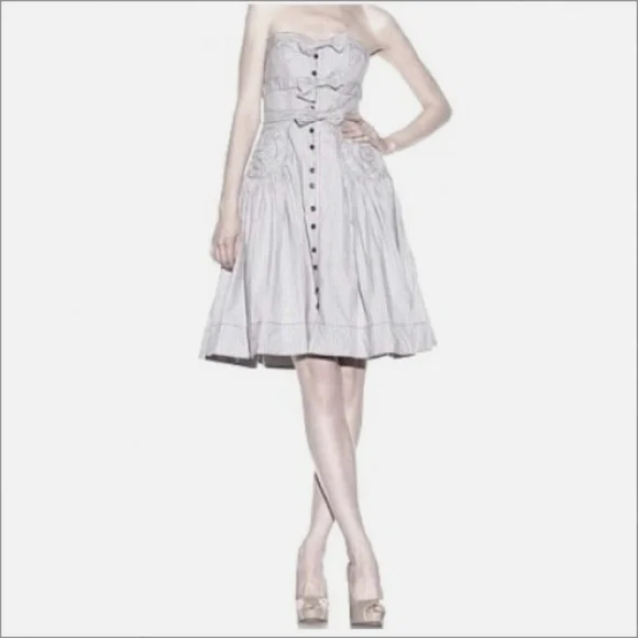 Byron Lars Strapless Dress in Cream and Gray - Picture 3 of 7